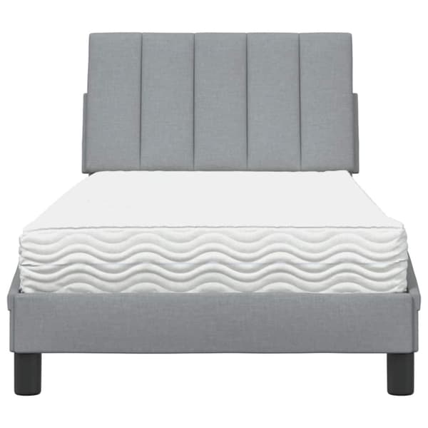 Bed with Mattress "Hanko" Light Grey 90x190 cm Fabric