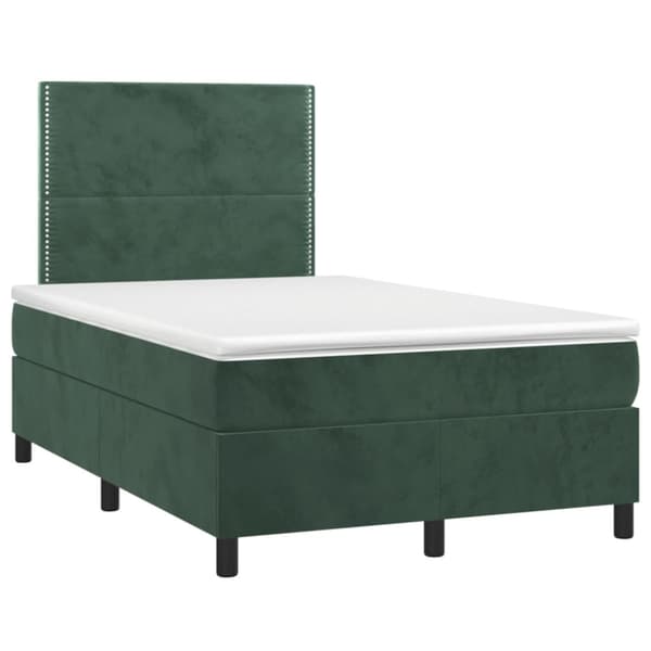 Ramsäng med madrass mörkgrön 120x190 cm sammet
