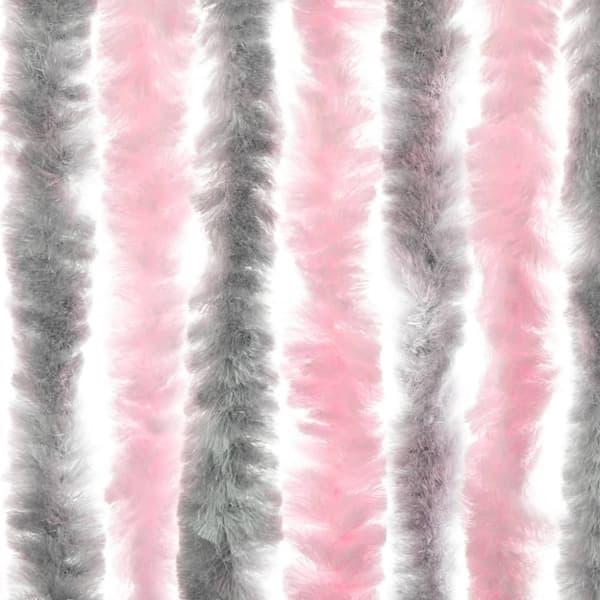 Insektsgardin silvergrå och rosa 56x200 cm chenille
