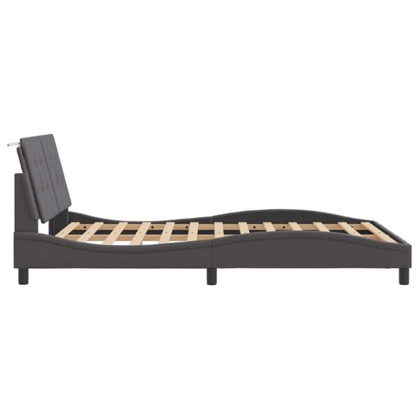 Bed Frame with LED without Mattress "Zadar" Grey 140x200 cm