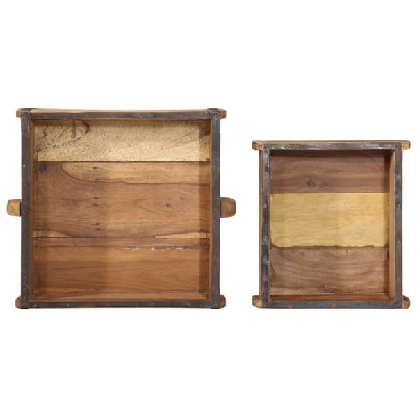 Bricka 2 pcs Brun 29 x 31 x 10 cm Solid återvunnen trä