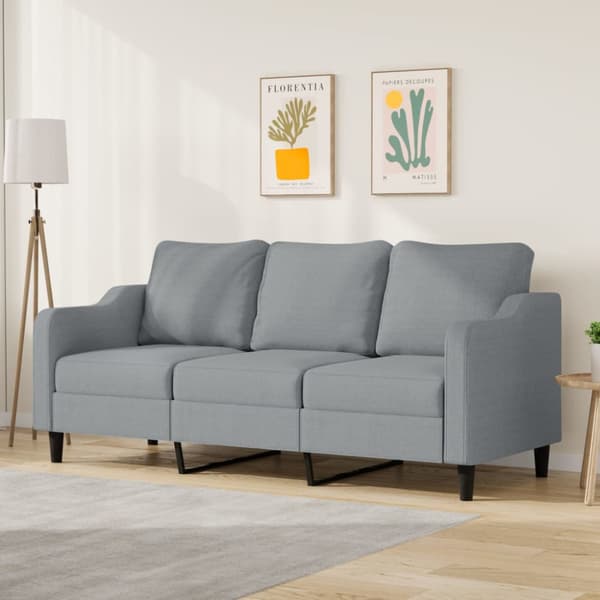 3-sitssoffa ljusgrå 180 cm tyg