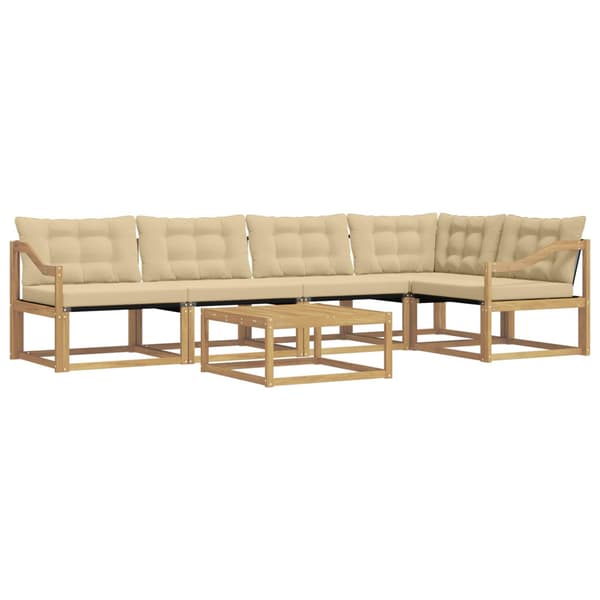 Utomhussoffset 6 pcs Vit och Beige 79 x 79 x 37 cm