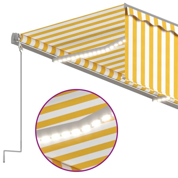 Automatiserad markis vindsensor rullgardin LED 3x2,5m gul/vit