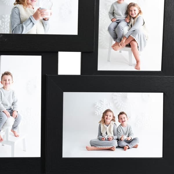 Fotoram för 4x(10x15 cm) bilder svart MDF