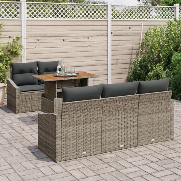 Trädgårdsoffset med lagring 6 pcs Grå Poly rattan