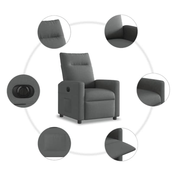 Elektrisk reclinerfåtölj mörkgrå tyg