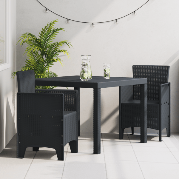 Trädgårdsmöbelset 3 st Antracit Polypropylen