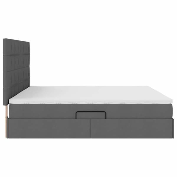 Förvaringssäng med madrass Mörkgrå 200 x 200 cm Polyester