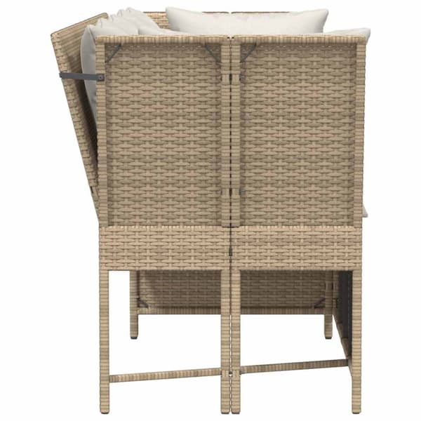 Trädgårdssoffa med dynor beige konstrotting