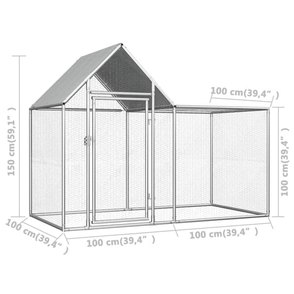 Hönsbur 2x1x1,5 m galvaniserat stål