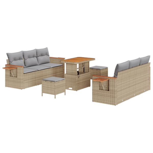 Trädgårdsoffset med kudde 9 pcs Beige och Ljusgrå