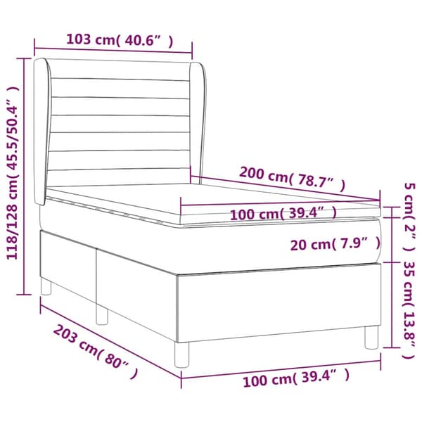 Ramsäng med madrass mörkblå 100x200 cm sammet
