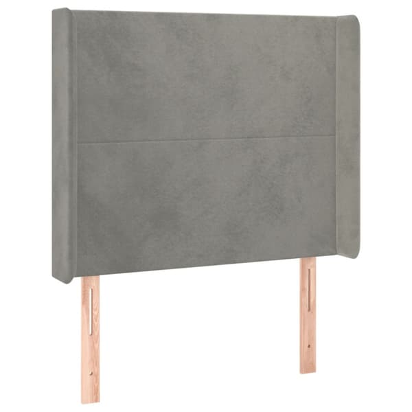Ramsäng med madrass & LED ljusgrå 80x200 cm sammet