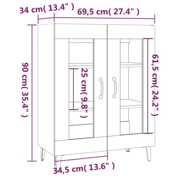 Skåp vit 69,5x34x90 cm konstruerat trä