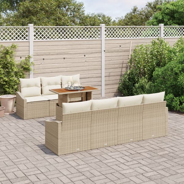 Trädgårdsoffset med lagring 8 pcs Beige Poly rattan