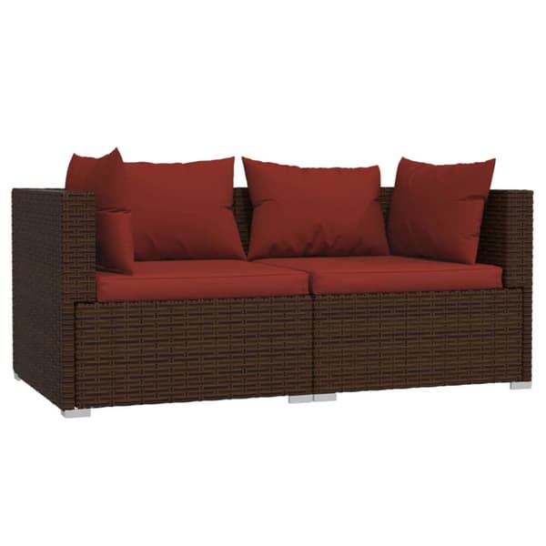 Soffa 2-sits med dynor konstrotting brun