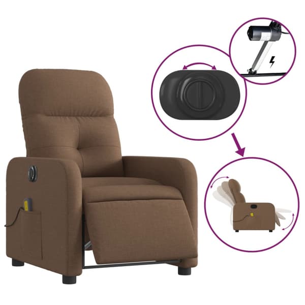 Elektrisk massagefåtölj brun tyg