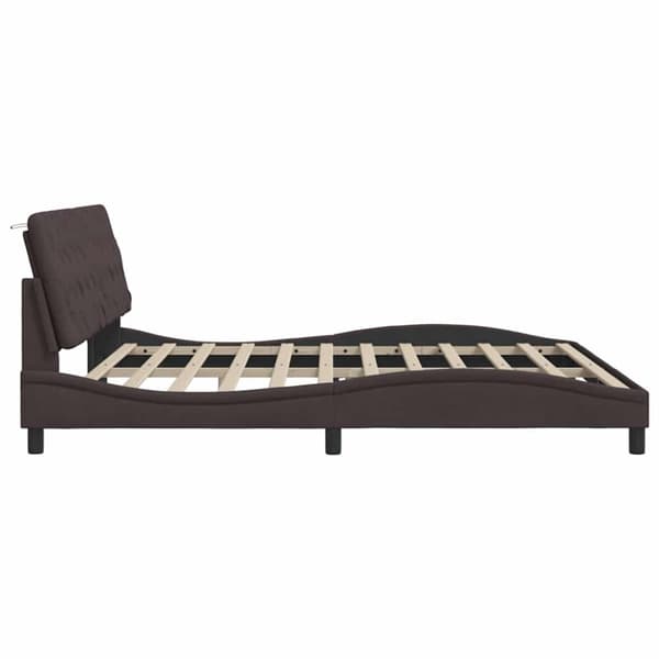 Bed Frame with LED without Mattress Dark Brown 200x200 cm Fabric