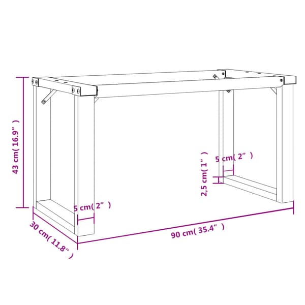 Bordsben för soffbord O-ram 90x30x43 cm stål