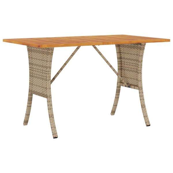 Trädgårdssoffa 3-sits med dynor och bord beige konstrotting