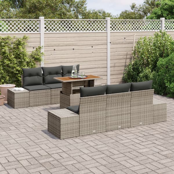 Trädgårdsoffset med lagring 7 pcs Grå Poly rattan