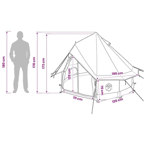 Tipi Tält Grå och orange 250 x 250 cm Polyester och Stål