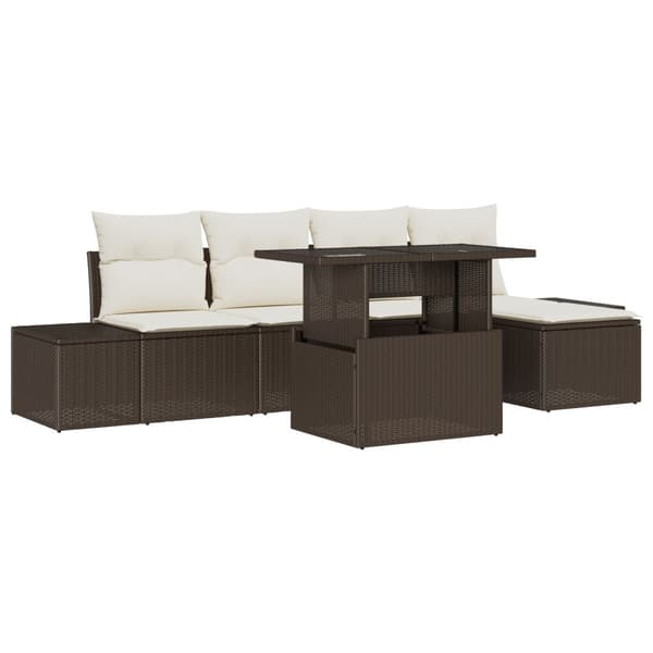 Trädgårdsoffset med lagring 6 pcs Brun Poly rattan