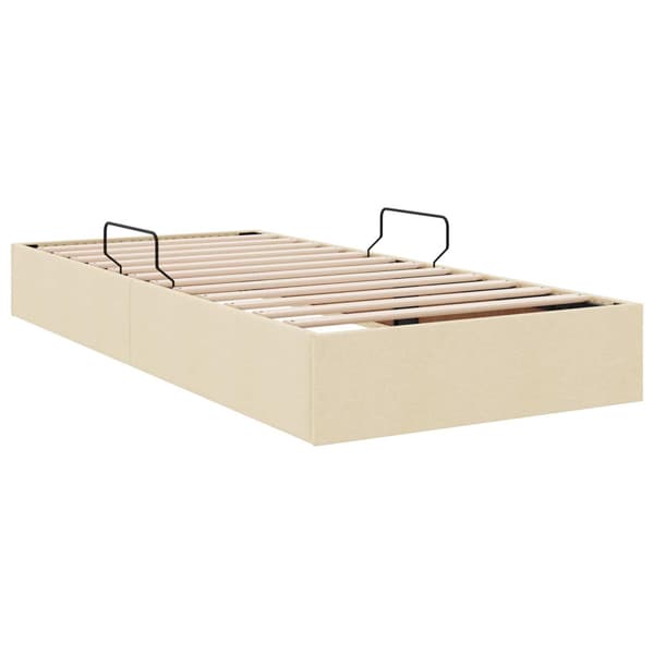 Ottoman Sängram med lagring Kräm 90 x 200 cm tyg