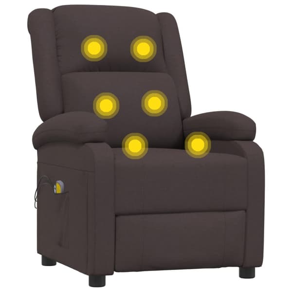 Elektrisk massagefåtölj mörkbrun tyg