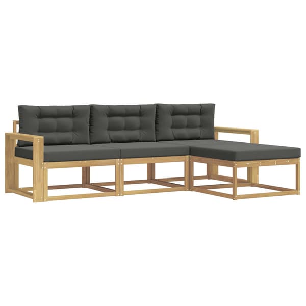 Utomhussoffset med kudde 4 pcs Vit och antracit Polyester