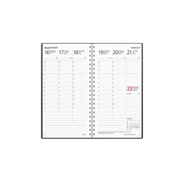 Kalender Interplano II 2027 plast svart
