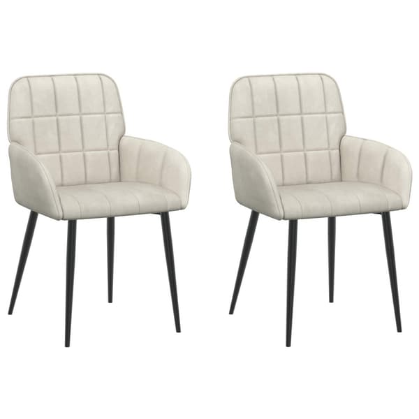 Matstolar 2 pcs Sammet Gräddvit 57 x 50 x 85 cm