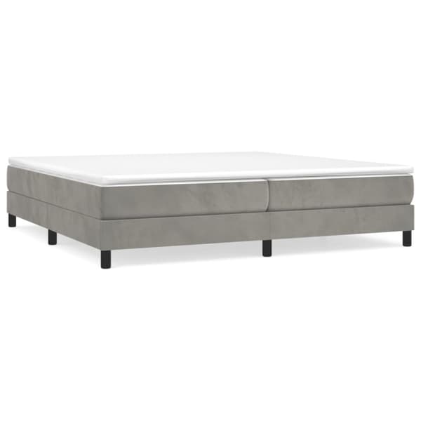 Boxspring-sängram ljusgrå 200x200 cm sammet