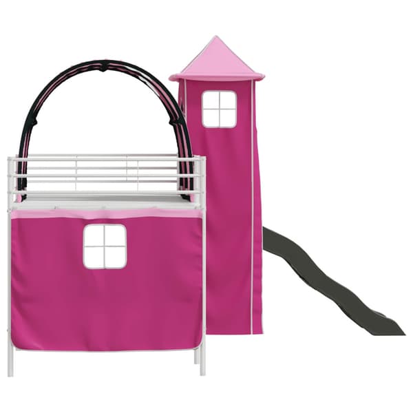 Barns loft sängram Vit och Rosa 100 x 200 cm Metall