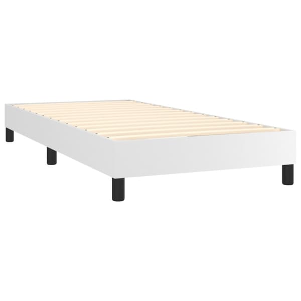 Boxspring-sängram vit 100x200 cm konstläder