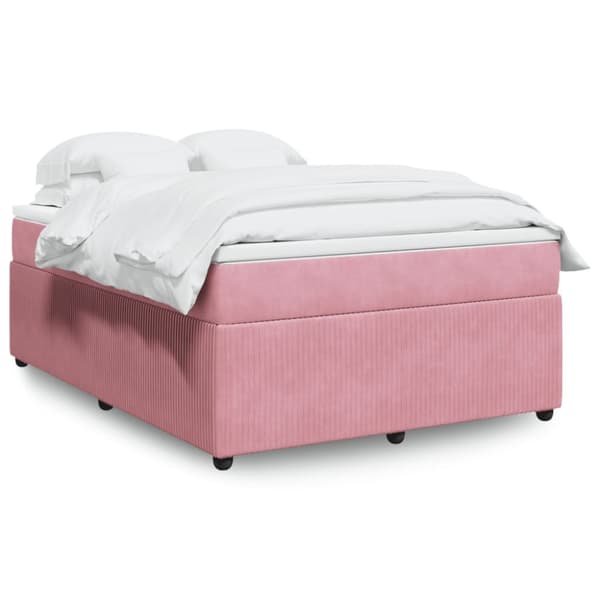 Ramsäng med madrass rosa 140x200 cm sammet