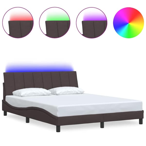 Bed Frame without Mattress "Hanko" Dark Brown 160x200cm Fabric