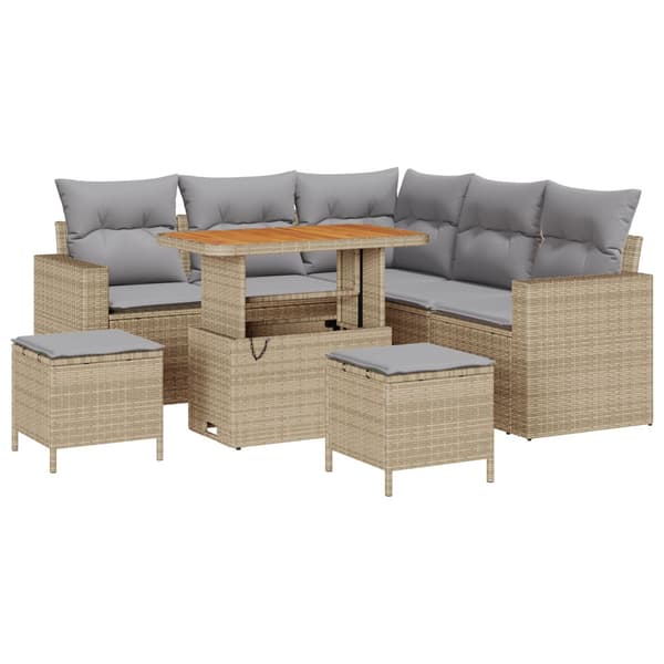 Trädgårdsoffset 8 pcs Beige konstrotting