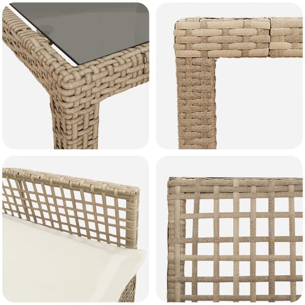 Trädgårdsmöbelset 9 pcs Beige konstrotting