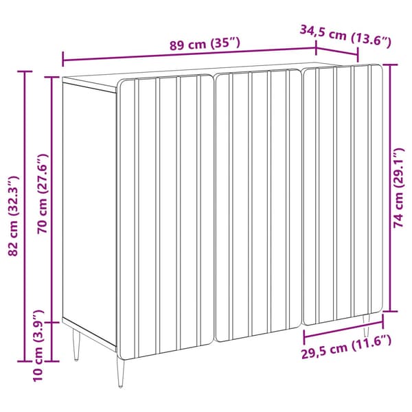 Sideboard Artisan-ek 89 x 34,5 x 82 cm Konstruerat trä