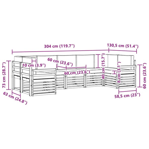 Utomhussoffset 7 pcs Vit och antracit 304 x 130,5 x 73 cm