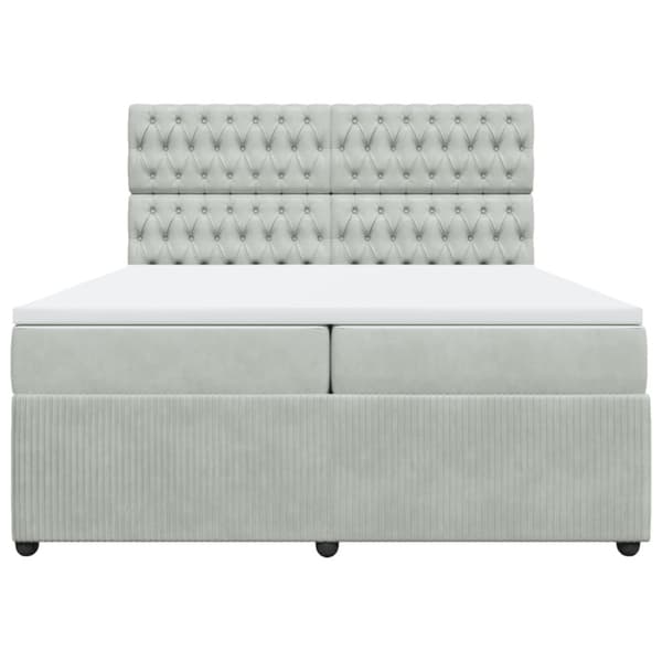 Ramsäng med madrass ljusgrå 200x200 cm sammet