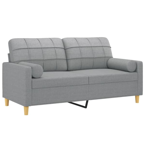 2-sits soffa med prydnadskuddar ljusgrå 140 cm tyg