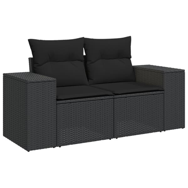 Trädgårdsoffset med kudde 9 pcs Svart konstrotting