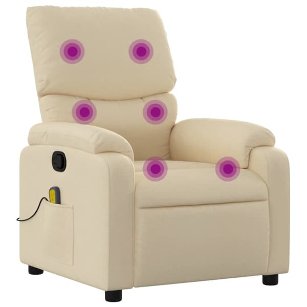 Massagefåtölj krämfärgad tyg