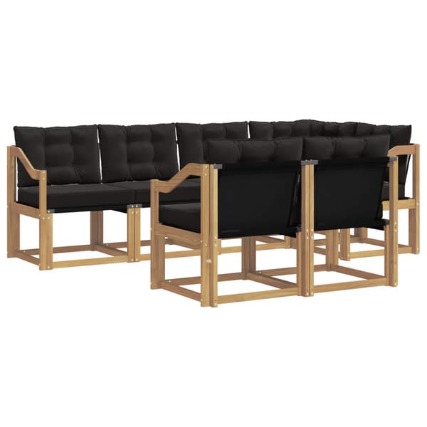 Utomhussoffset med kudde 7 pcs Vit och svart