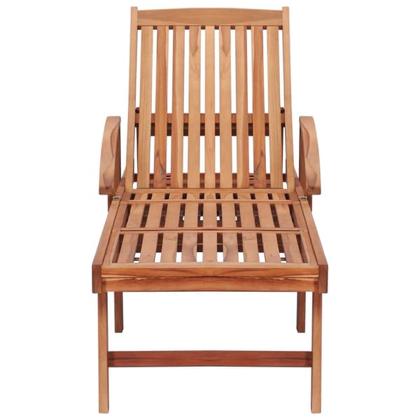 Solsäng med blå dyna massiv teak