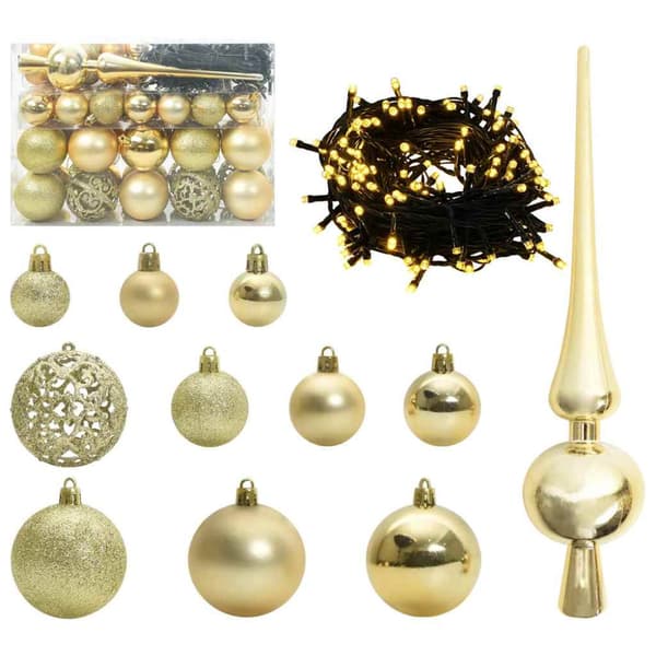 Julprydnad Set med 150 LED-lampor 61 pcs Guld Plast