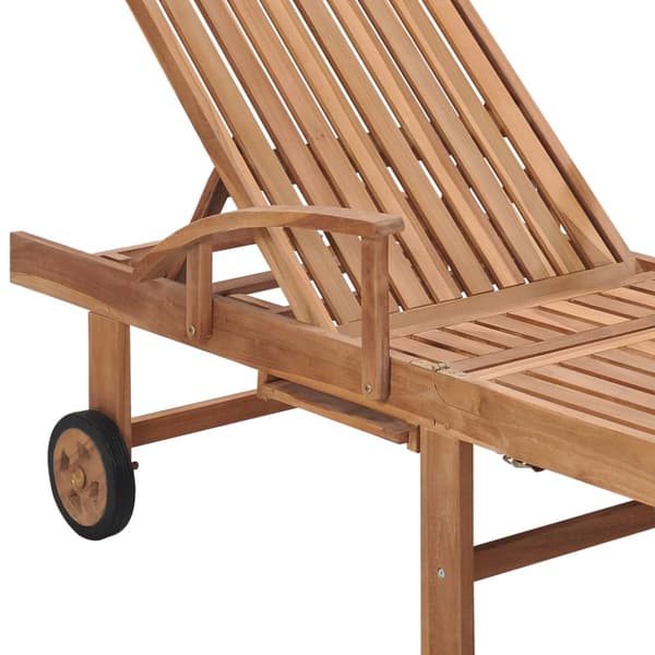 Solsäng 2 st med grå dyna massiv teak
